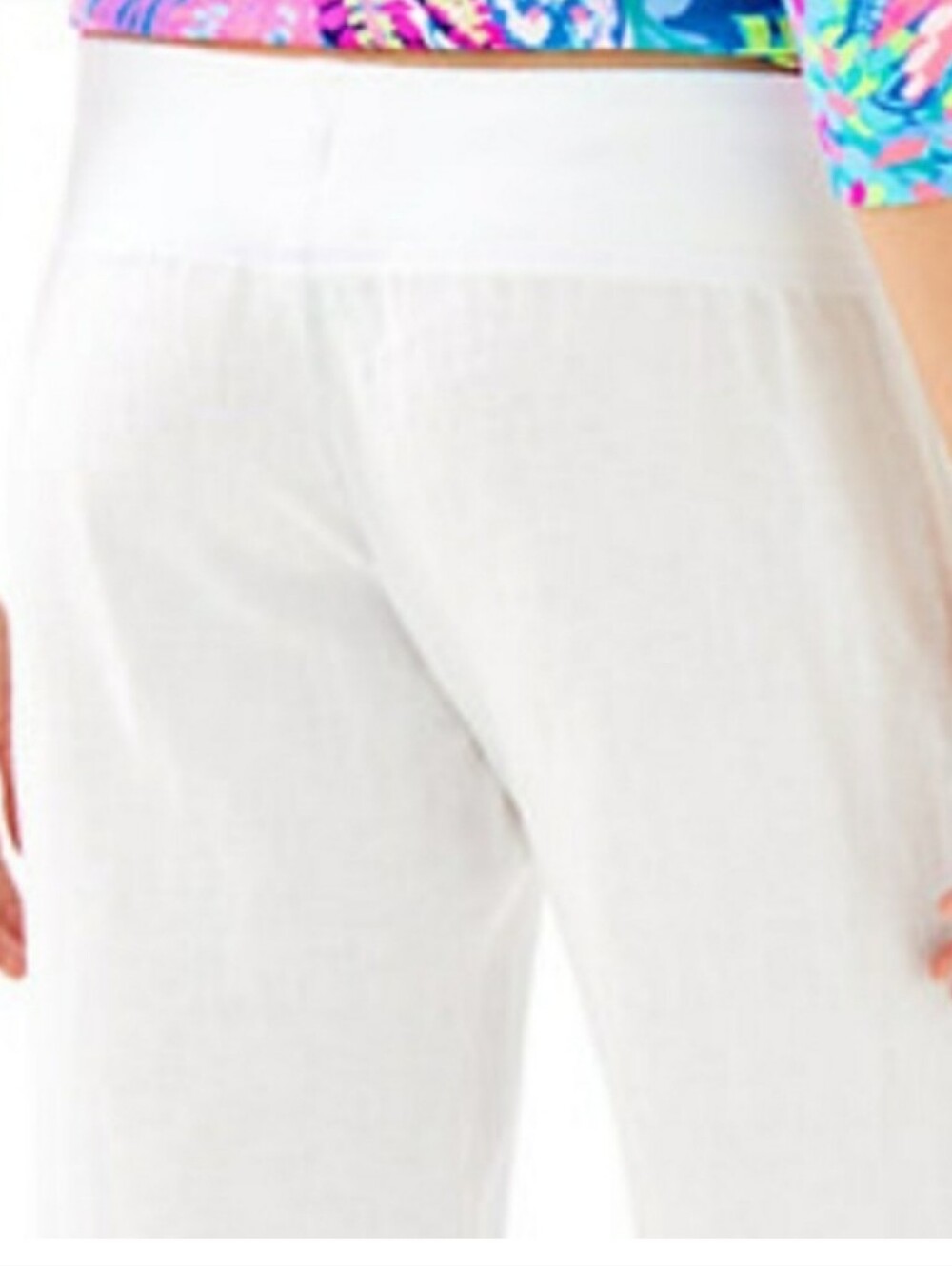 Lilly Pulitzer Linen Beach Pant Sz S Mid-Rise Wide Leg Drawstring White Costal - Picture 3 of 9